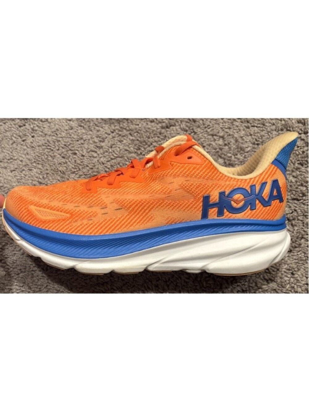 Barely Worn! Hoka Clifton 9 Mens Shoes Orange Blue 1127895 VOIM Size 11 D